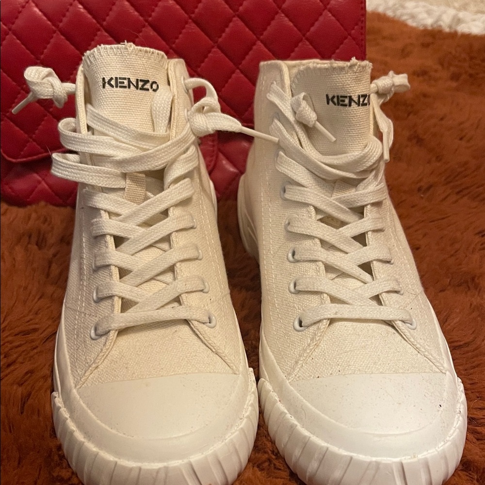 Kenzo Tiger Cream High-Top Canvas Sneakers